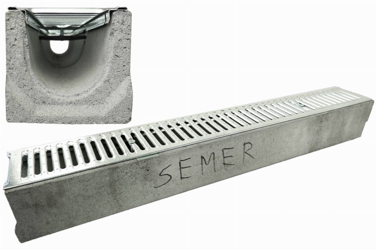 Kanał DN100 H125 A15 12,5x14x100[cm] Odwodnienie Liniowe korytko betonowe / ruszt stal ocynkowana