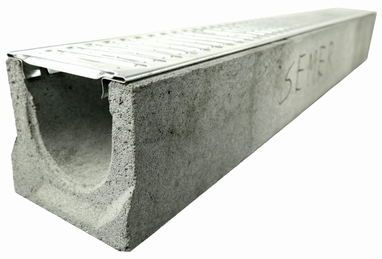 Kanał DN100 H125 A15 12,5x14x100[cm] Odwodnienie Liniowe korytko betonowe / ruszt stal ocynkowana