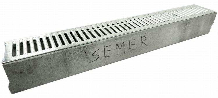 Kanał DN100 H125 A15 12,5x14x100[cm] Odwodnienie Liniowe korytko betonowe / ruszt stal ocynkowana