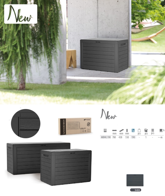 Skrzynia MBWL190-S433 WOODEBOX 190L Antracyt