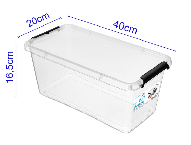 Pojemnik Plastikowy Transparentny 8L z Pokrywą SimpleStore Pudło