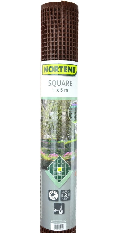 NORTENE Siatka SQUARE 10mm Plastikowa BRĄZ 1x5m