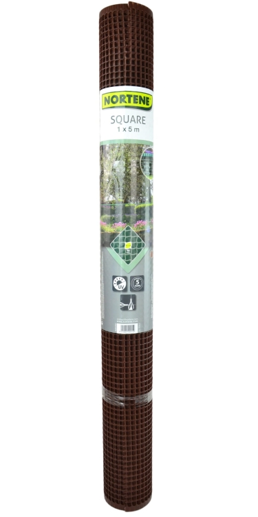 NORTENE Siatka SQUARE 10mm Plastikowa BRĄZ 1x5m