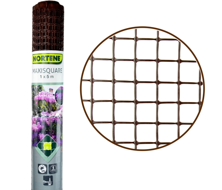 NORTENE Siatka MAXISQUARE 20mm Plastikowa BRĄZ 1x5m