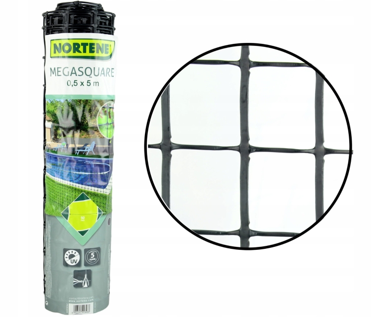 NORTENE Siatka MEGASQUARE 50mm PCV ANTRACYT 0,5x5m
