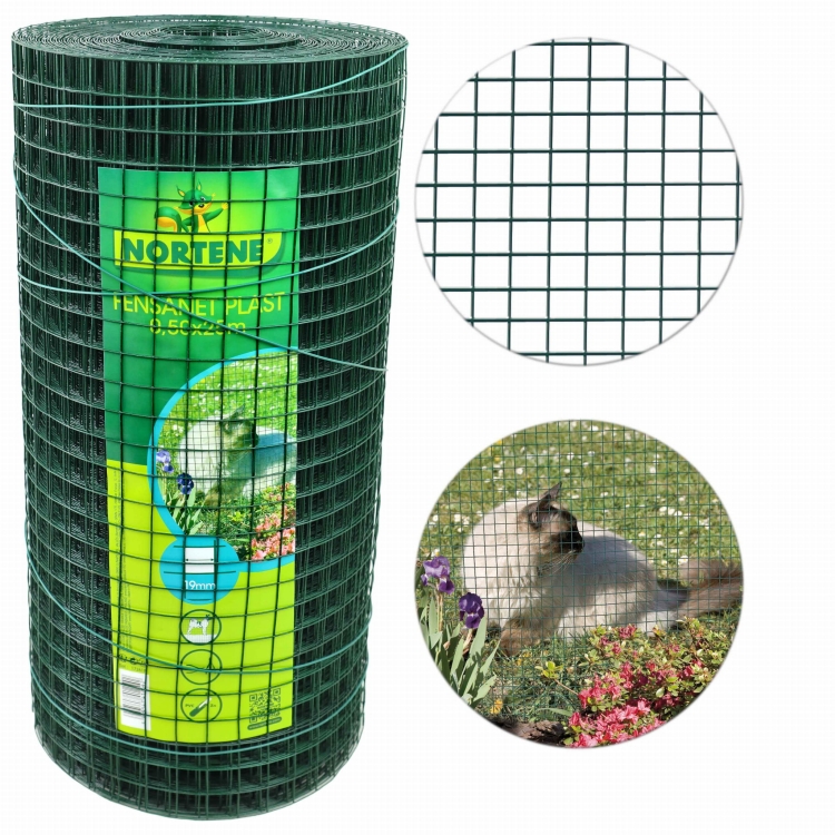 Nortene Siatka Metalowa Fensanet Plast 0,5x25m 19mm 1,1mm Zielona