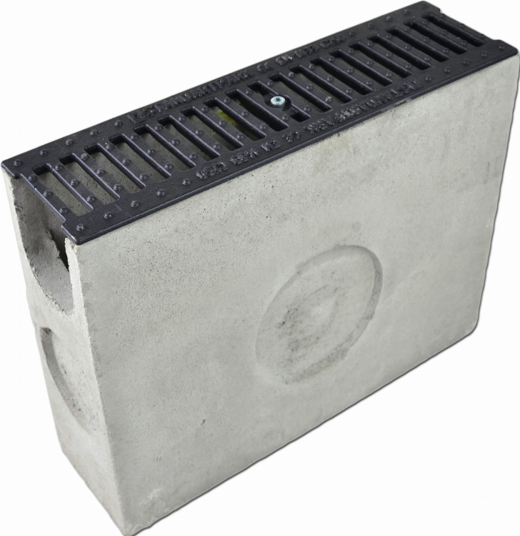Kanał Z Odpływem DN100 H130 C250 13x14x100[cm] korytko betonowe z okuciem / ruszt żeliwny