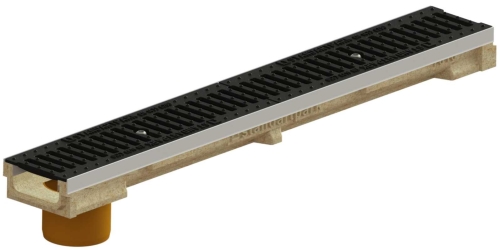 Kanał H60 Z Odpływem DN100 C250 6x13,8x50[cm] PolimeroBeton z okuciem / ruszt żeliwny