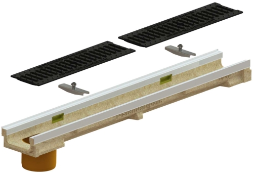 Kanał H60 Z Odpływem DN100 C250 6x13,8x50[cm] PolimeroBeton z okuciem / ruszt żeliwny