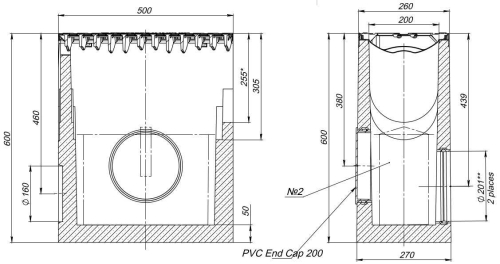 Osadnik H570 DN200 E600 Pro 57x26x50[cm] korytko betonowe wzmacniane / ruszt żeliwny
