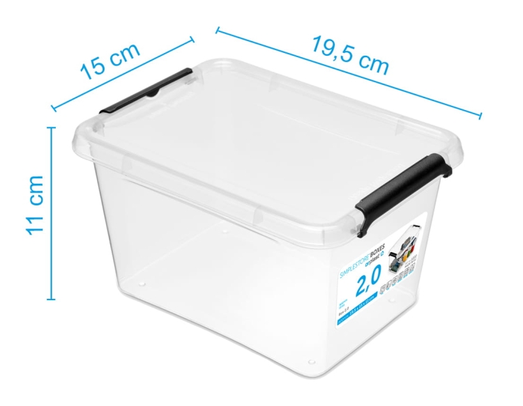 Pojemnik 2L Plastikowy Transparentny z Pokrywą SimpleStore Pudełko