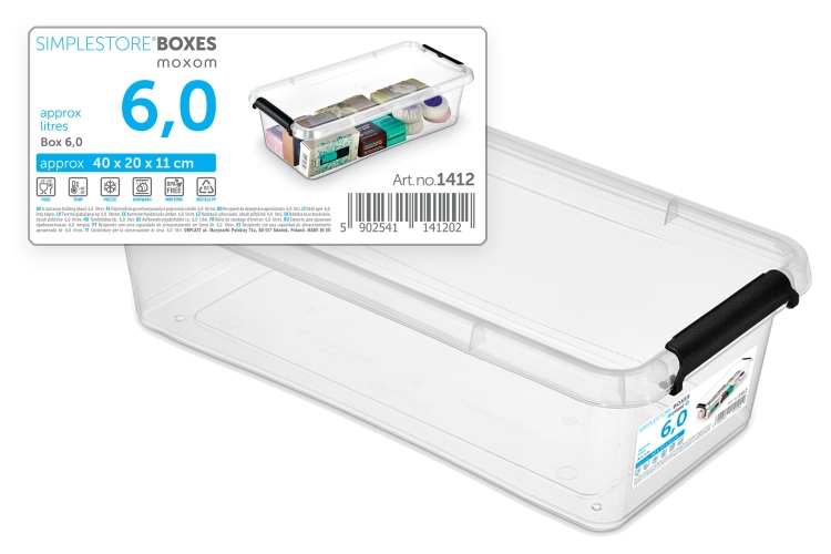 Pojemnik 6L Plastikowy Transparentny z Pokrywą SimpleStore Pudełko