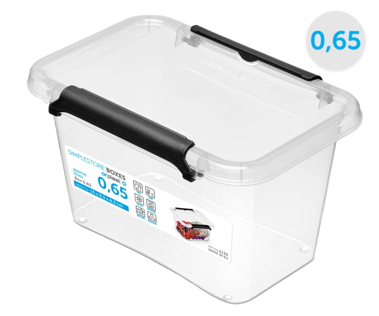 Pojemnik 0,65L Plastikowy Transparentny z Pokrywą SimpleStore Pudełko