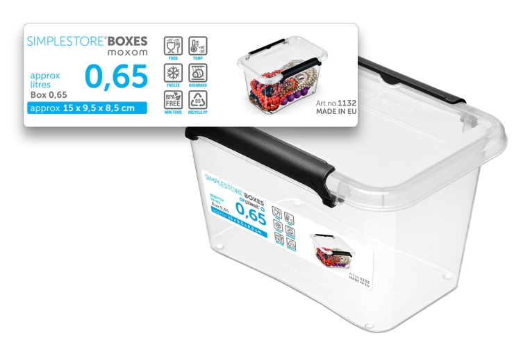 Pojemnik 0,65L Plastikowy Transparentny z Pokrywą SimpleStore Pudełko