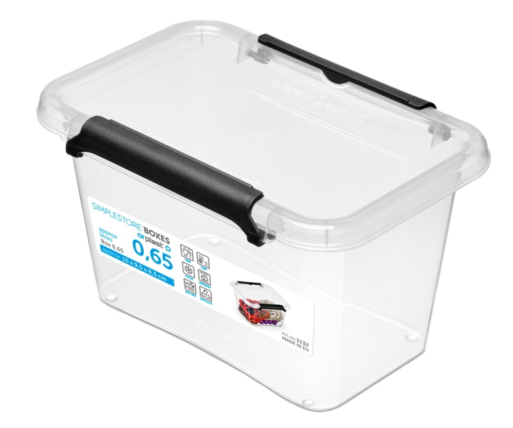 Pojemnik 0,65L Plastikowy Transparentny z Pokrywą SimpleStore Pudełko