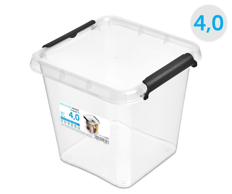 Pojemnik 4L Plastikowy Transparentny z Pokrywą Kwadratowy SimpleStore Pudełko