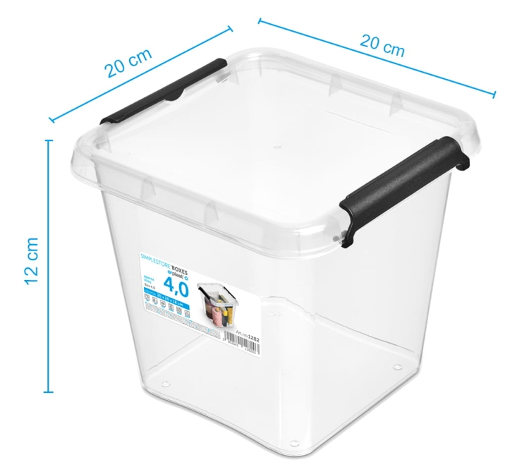 Pojemnik 4L Plastikowy Transparentny z Pokrywą Kwadratowy SimpleStore Pudełko