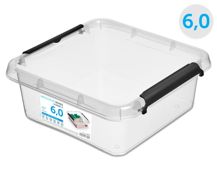 Pojemnik 6L Plastikowy Transparentny z Pokrywą Kwadratowy SimpleStore Pudełko