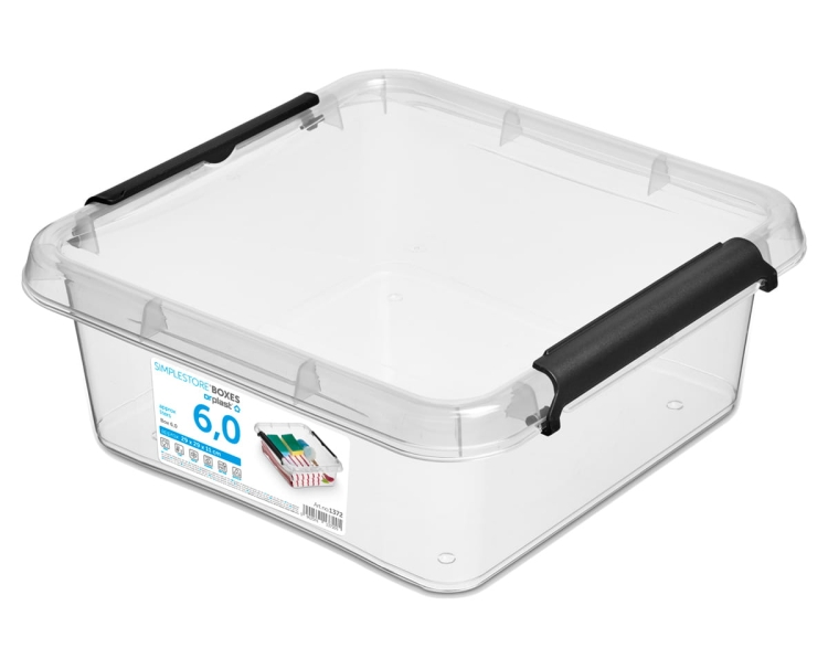 Pojemnik 6L Plastikowy Transparentny z Pokrywą Kwadratowy SimpleStore Pudełko
