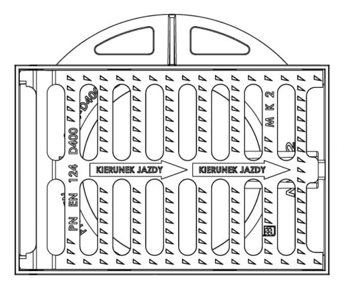 Wpust uliczny BK67 kołnierz 3/4 D400 600x400x100mm żeliwny odpływ burzowy deszczowy