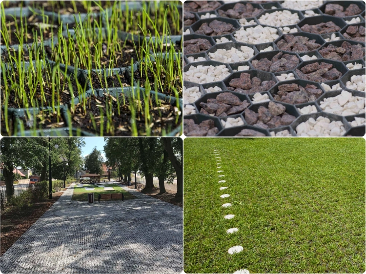 Kratka Parkingowa Trawnikowa Drogowa EkoKratka Geokrata  SEMER GRID Typ 1 B - rodzaje wypełniania: kruszywo, trawa