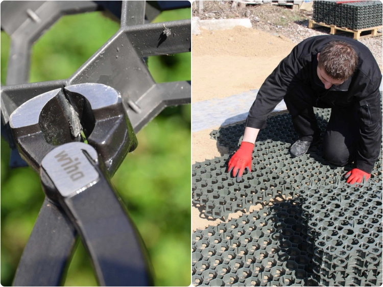 Kratka Parkingowa Trawnikowa Drogowa EkoKratka Geokrata SEMER GRID Typ 1 B - ręczne przycinanie i układanie kratki