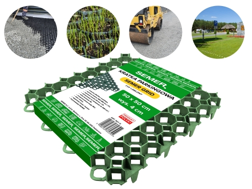 Kratka Parkingowa Trawnikowa Drogowa EkoKratka Geokrata  SEMER GRID Typ 1 G  - zielona