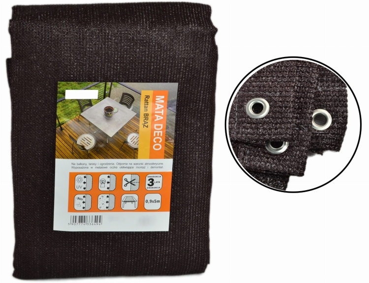 Mata Osłonowa Balkonowa DECO 0,9x5m BRĄZ